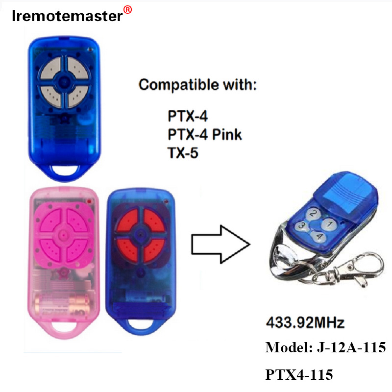 Loogu talagalay PTX4 433.92 MHz Rolling Code Garage Door Control Remote